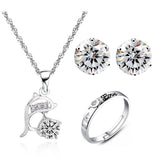 Wonderful Silver Plated Rhinestone Dolphin Jewelry Set 