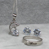 Wonderful Silver Plated Rhinestone Dolphin Jewelry Set 