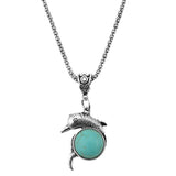 Vintage Antique Dolphin Turquoise Pendant Jewelry Set 