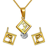 Beautiful Gold Filled Dolphin Jewelry Set With Cubic Zirconia Stone 