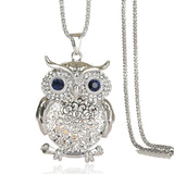 Stunning Zircon Hollow Owl Necklace Flower Necklace (Colour Options - Rosary Gold Silver Chain) - Friendship Necklaces 