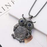 Stunning Zircon Hollow Owl Necklace Flower Necklace (Colour Options - Rosary Gold Silver Chain) - Friendship Necklaces 