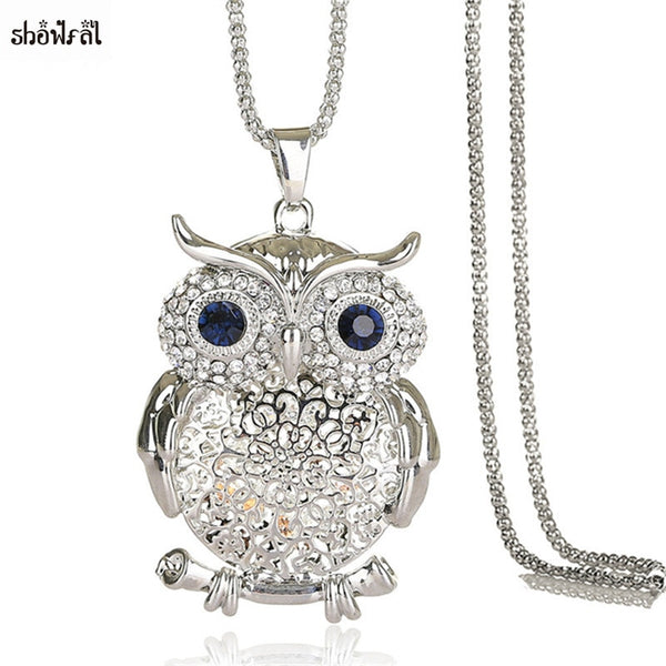 Stunning Zircon Hollow Owl Necklace Flower Necklace (Colour Options - Rosary Gold Silver Chain) - Friendship Necklaces 