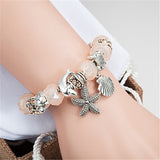 Lovely Starfish Turtle Dolphin Crystal/Glass Beads Bracelet 