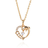 18K Real Gold Plated Heart Dolphin Necklace 
