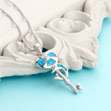 Stunning 925 Sterling Fire Blue Heart and Key Opal Dolphin Pendant (Necklace Not Included) 