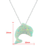 Stunning White Dolphin Opal Stone Pendant Choker Necklace 