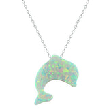 Stunning White Dolphin Opal Stone Pendant Choker Necklace 
