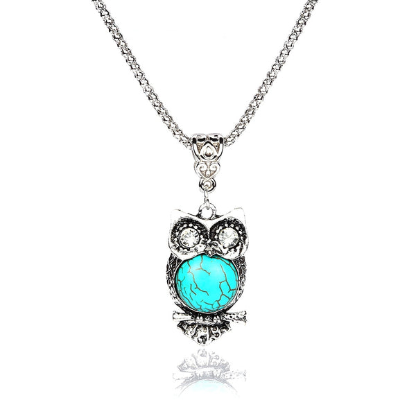 Eye Catching Vintage Rhinestone Geometric Owl Necklace and Pendant - Perfect Gift For Women 