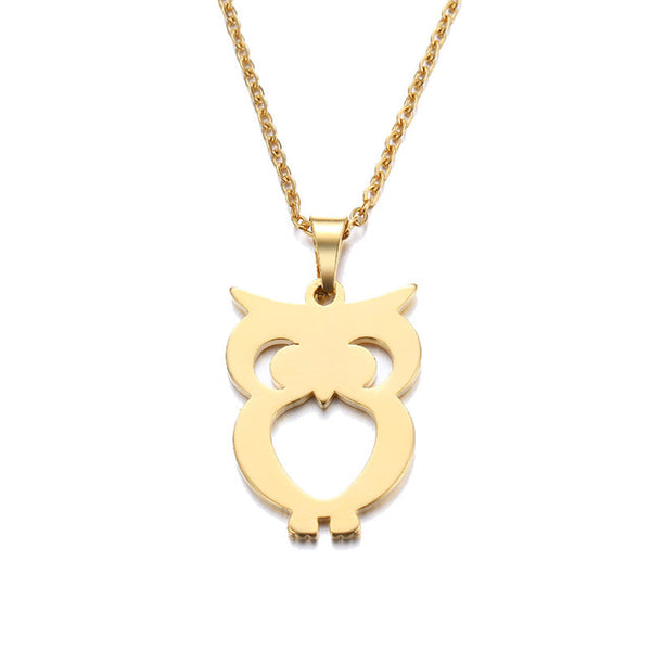 Stainless Steel Lovers Owl Necklace -  (Available in Gold And Silver Color) 