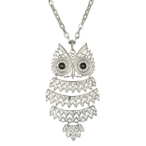 Silver Full Crystal Owl Necklaces & Pendants For Women (Gold Silver colour available) - Fashion Jewelry 