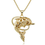 Gracious Rhinestone Encrusted  Dolphins Necklace 
