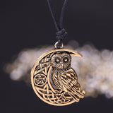 Adjustable Goddess Crescent Moon Pendant Owl Necklace (In gold and silver color) 