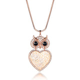 Stunning Owl and Heart Necklace for Her (comes in silver / gold and rose gold color) 
