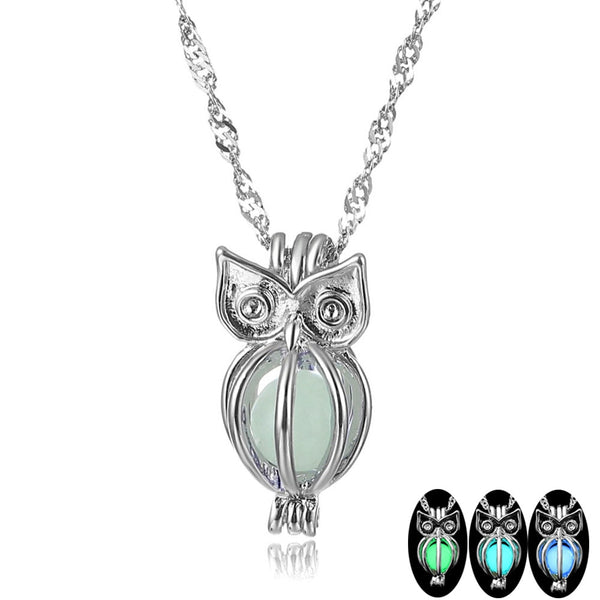 Glowing Owl Luminous Stone Choker Pendant Necklace (3 Colors Available) 