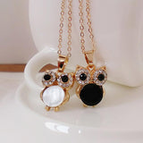 Stunning Crystal Rhinestone and Opal Owl Pendant Necklace - Perfect Gift For Women 