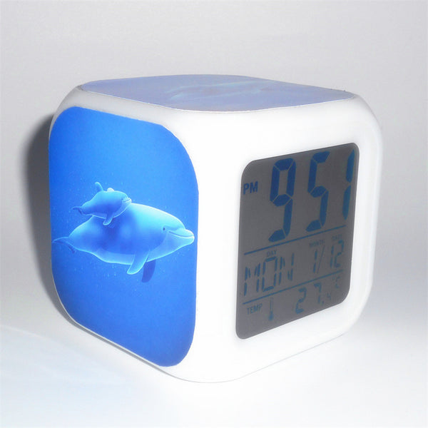 Nifty Led Cube Dolphin Clock - Multifunction 