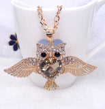Gold Plated Heart and Crystal Owl Necklace 