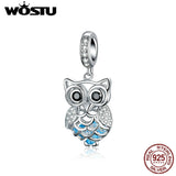 Lovely 925 Sterling Silver Owl Charms CZ Bead Fit Original Bracelet Pendant For Women 