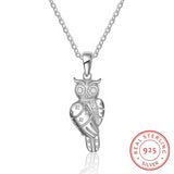 Cute Owl 925 Sterling Silver Pendant Necklaces for Women - Fine Accessories 