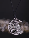 Adjustable Goddess Crescent Moon Pendant Owl Necklace (In gold and silver color) 