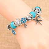 Blue Ocean Style Heart Flower Charm Pandora Bracelets & Bangles - Perfect Gift For Her 