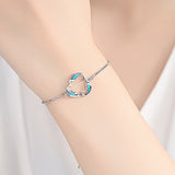 Blue/white Opal Box Chain Bracelet Adjustable Dolphin Charm Bracelets for Women 