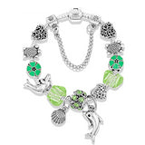 Ocean Style Blue Murano Charm Sea Turtle Dolphin Bracelet 