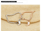White/Rose Gold Color Stainless Steel Women's Charm Bracelet 