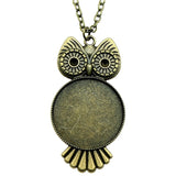 Round Inner Size 30mm Owl Style Cameo Cabochon Base Setting Pendant Necklace 