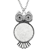 Round Inner Size 30mm Owl Style Cameo Cabochon Base Setting Pendant Necklace 