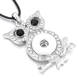 New Rhinestone Owl Pendant Metal Snaps Button Necklace Fit For Women 