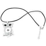 New Rhinestone Owl Pendant Metal Snaps Button Necklace Fit For Women 
